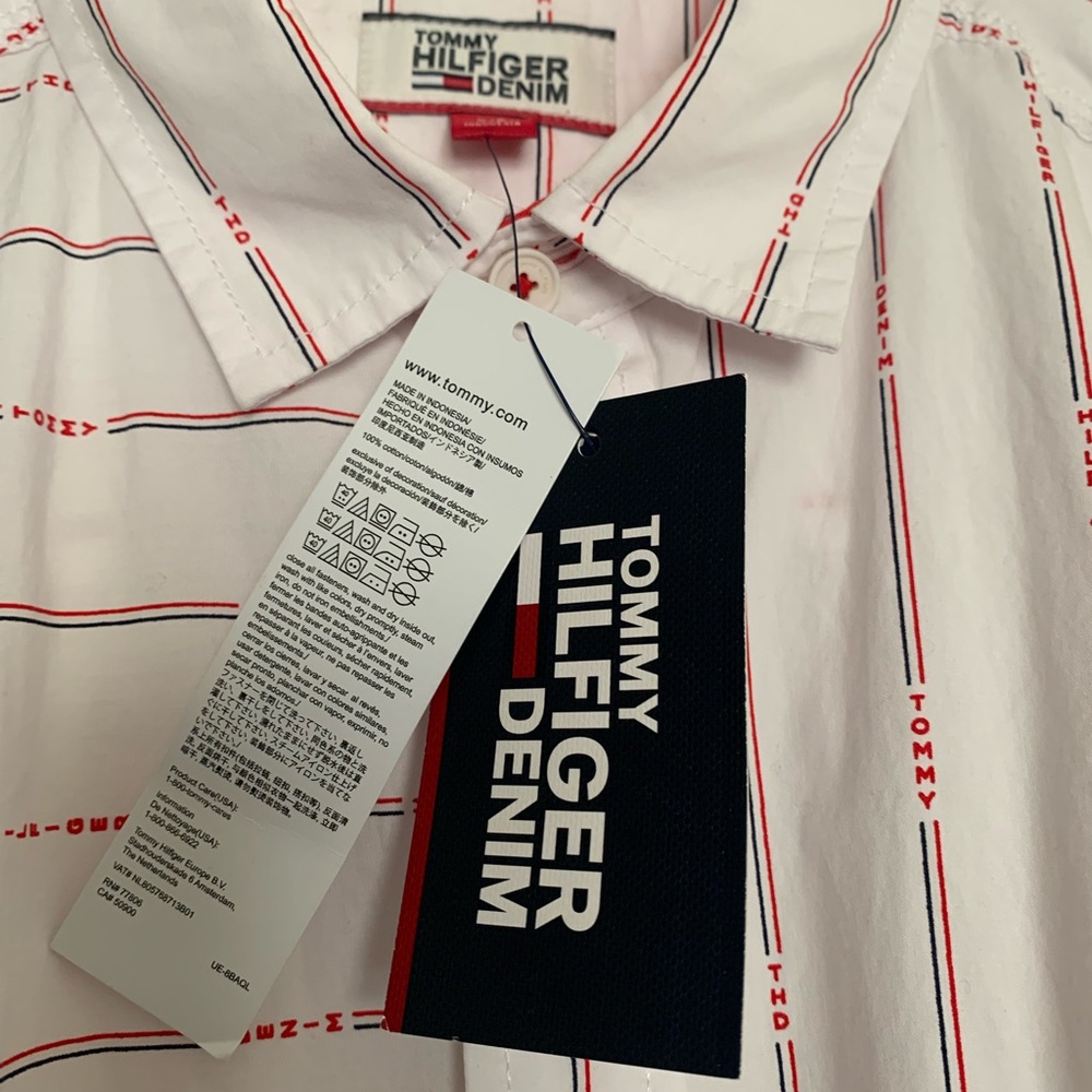 Tommy Hilfiger Denim white button down short sleeve men’s shirt